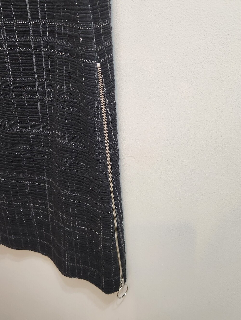 Akris PuntoTunic Black & Silver Check Jersey Dress Size 9 - Picture 7 of 15